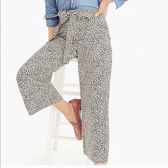 J crew silk Leopard tie waist pants - Picture 1 of 3